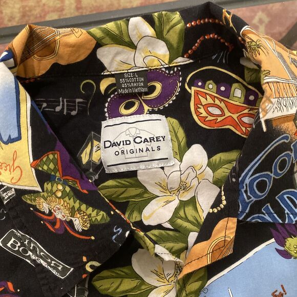 David Carey Original Men's L Hawaiian Print Bowling Shirt "Good Old New Orleans - Picture 5 of 5